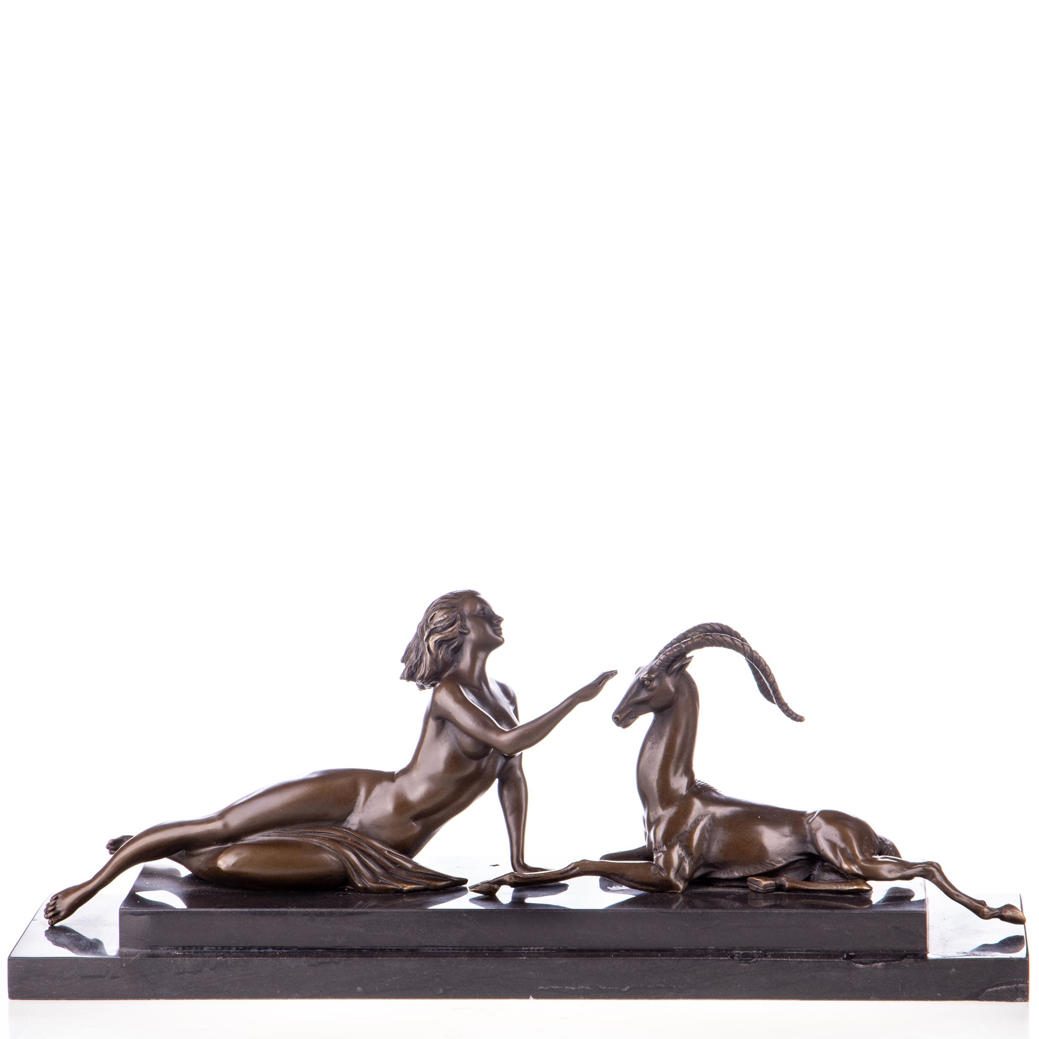 Kép a Nő akt antiloppal, bronz szobor, Art Deco