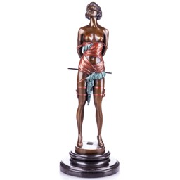 Női akt, színezett erotikus bronz szobor márványtalpon képe