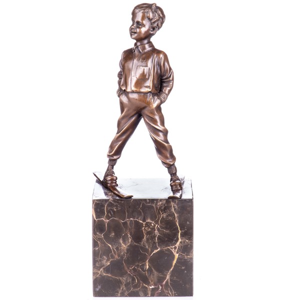 Fiú sílécekkel, bronz szobor, Art Deco képe