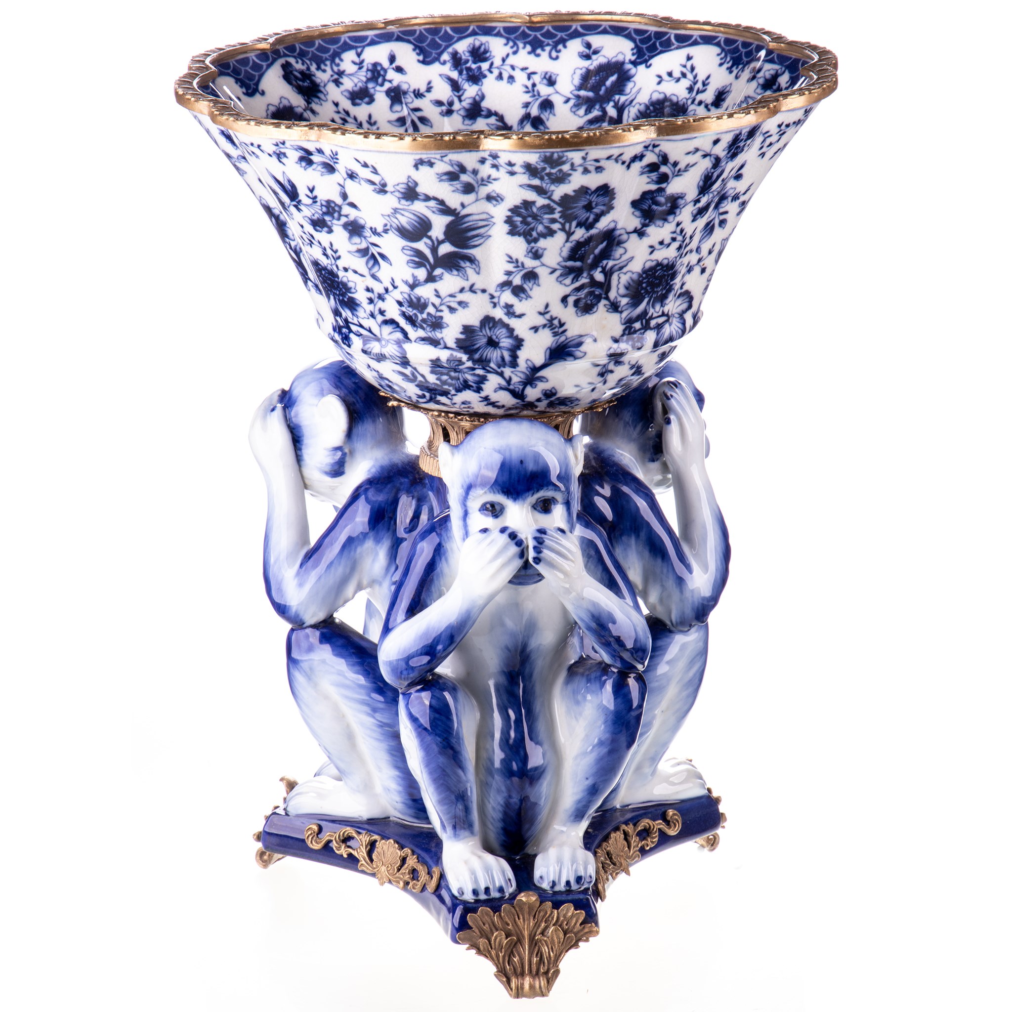 Kép a Porcelán-bronz tál, majmokkal