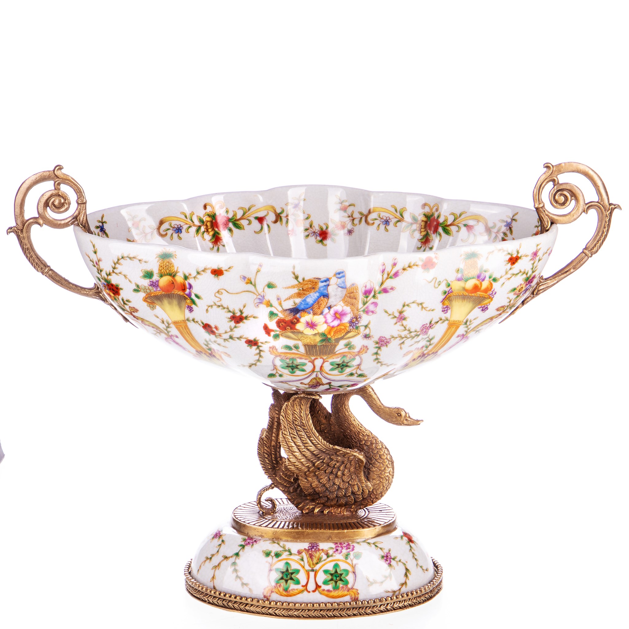 Kép a Porcelán-bronz tál hattyúval