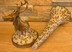 Porcelán-bronz gyertyatartó szett szarvasokkal - az egyik tartó törött! képe