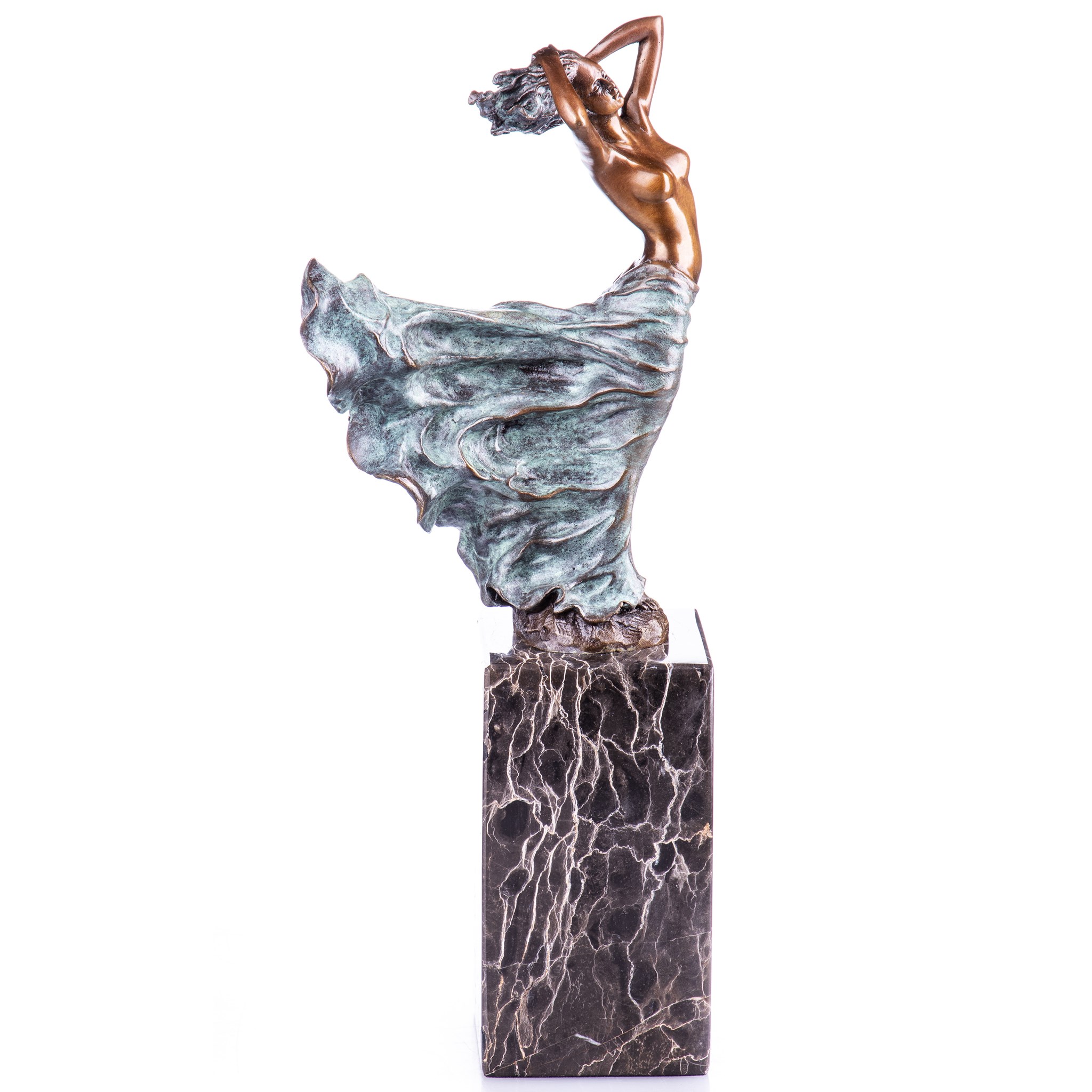 Kép a Női akt kék patinával - bronz szobor márványtalpon