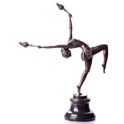 Táncosnő fáklyákkal bronz szobor, Art Deco képe
