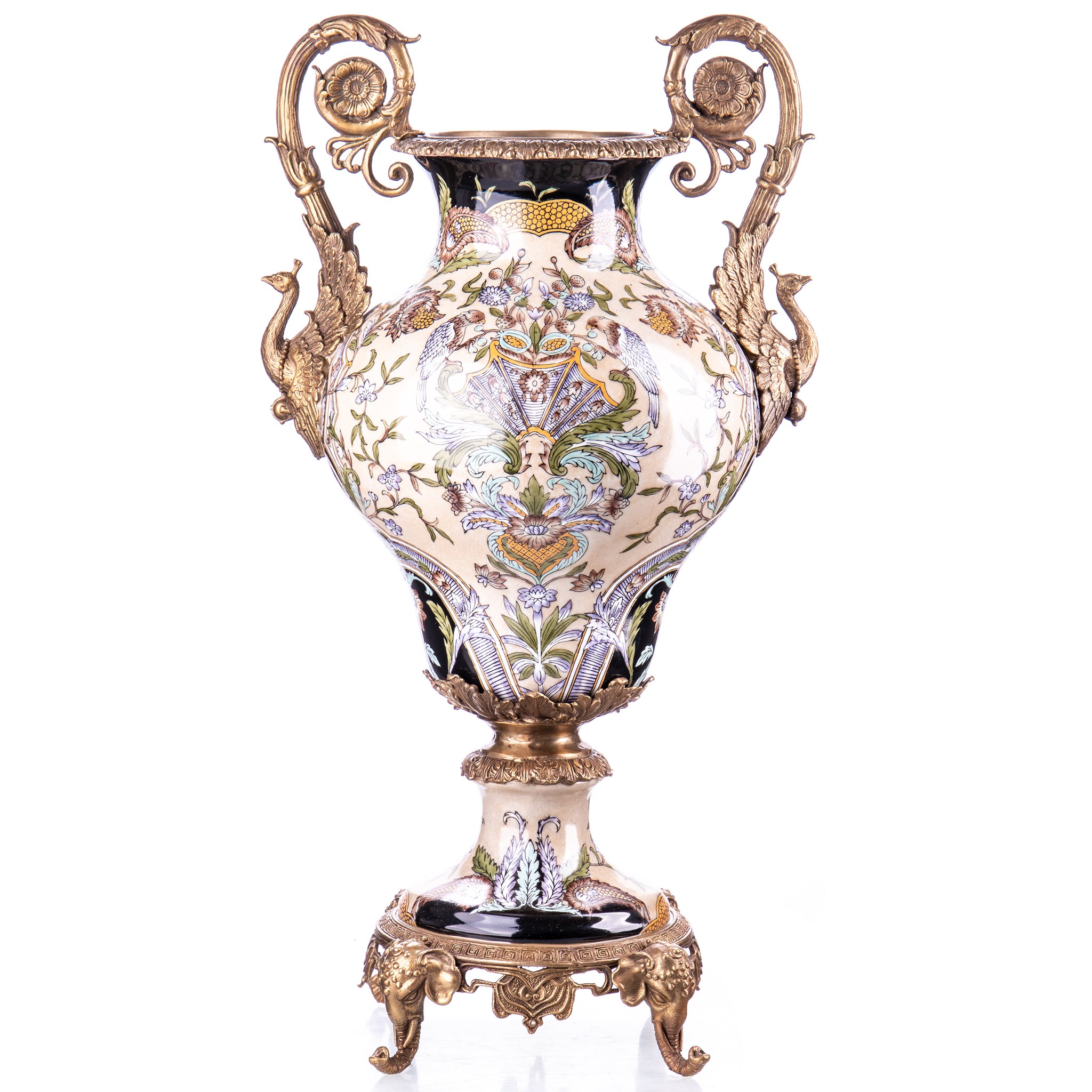 Kép a Porcelán-bronz váza pávákkal