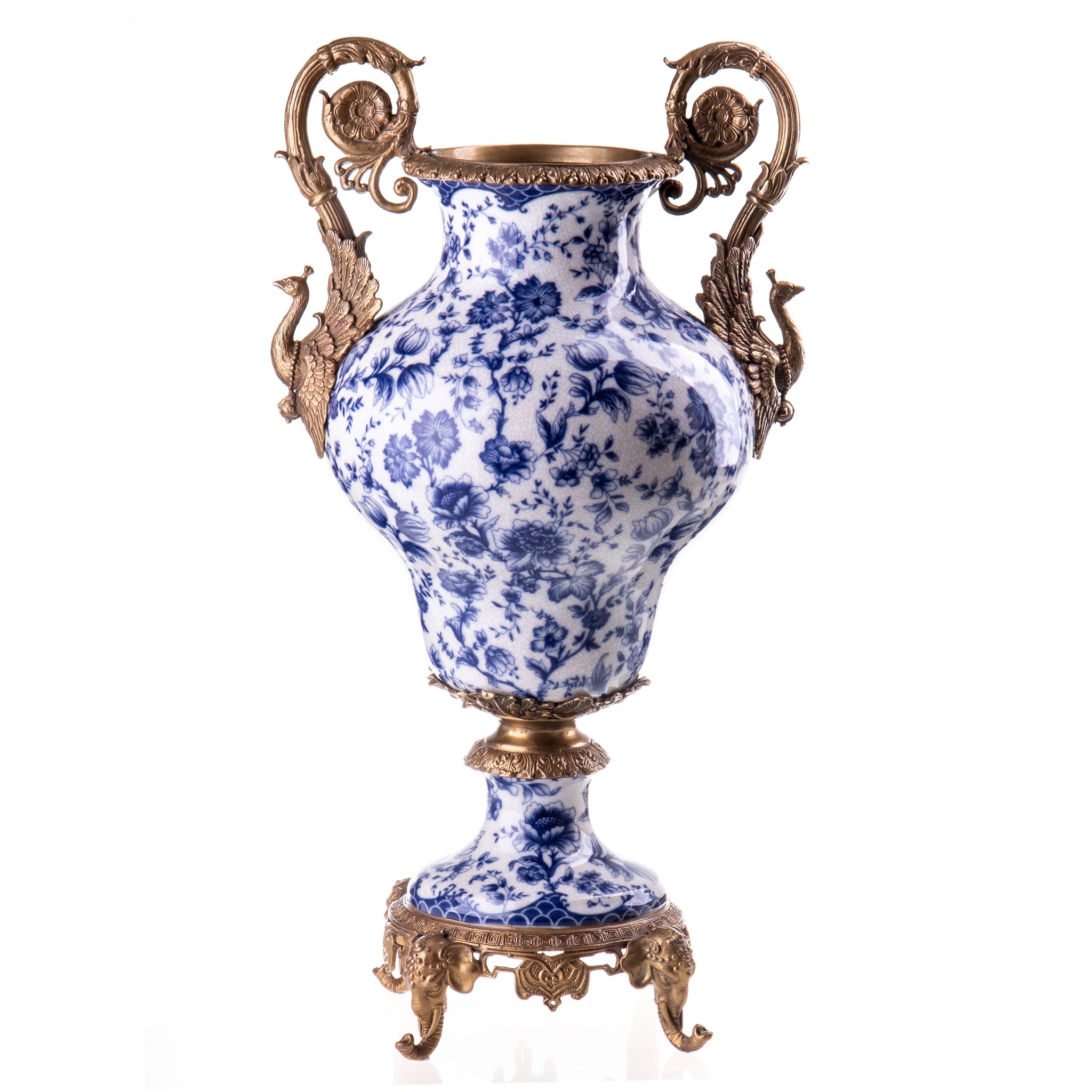 Kép a Porcelán-bronz váza pávákkal