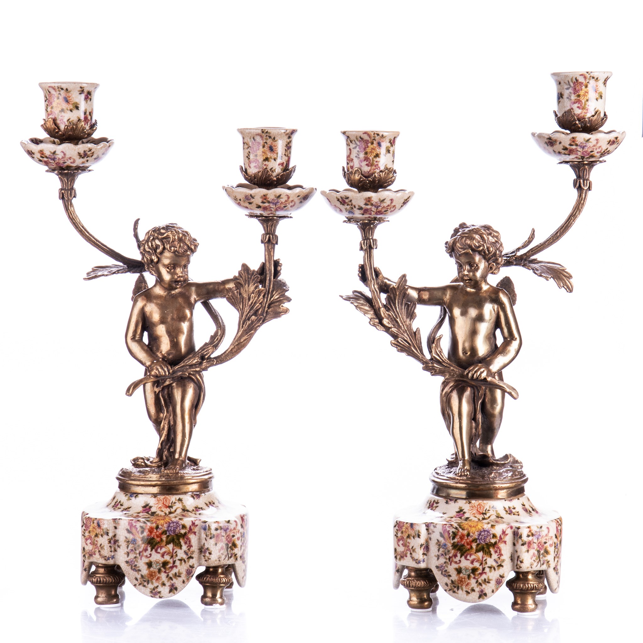 Kép a Porcelán-bronz gyertyatartó szett