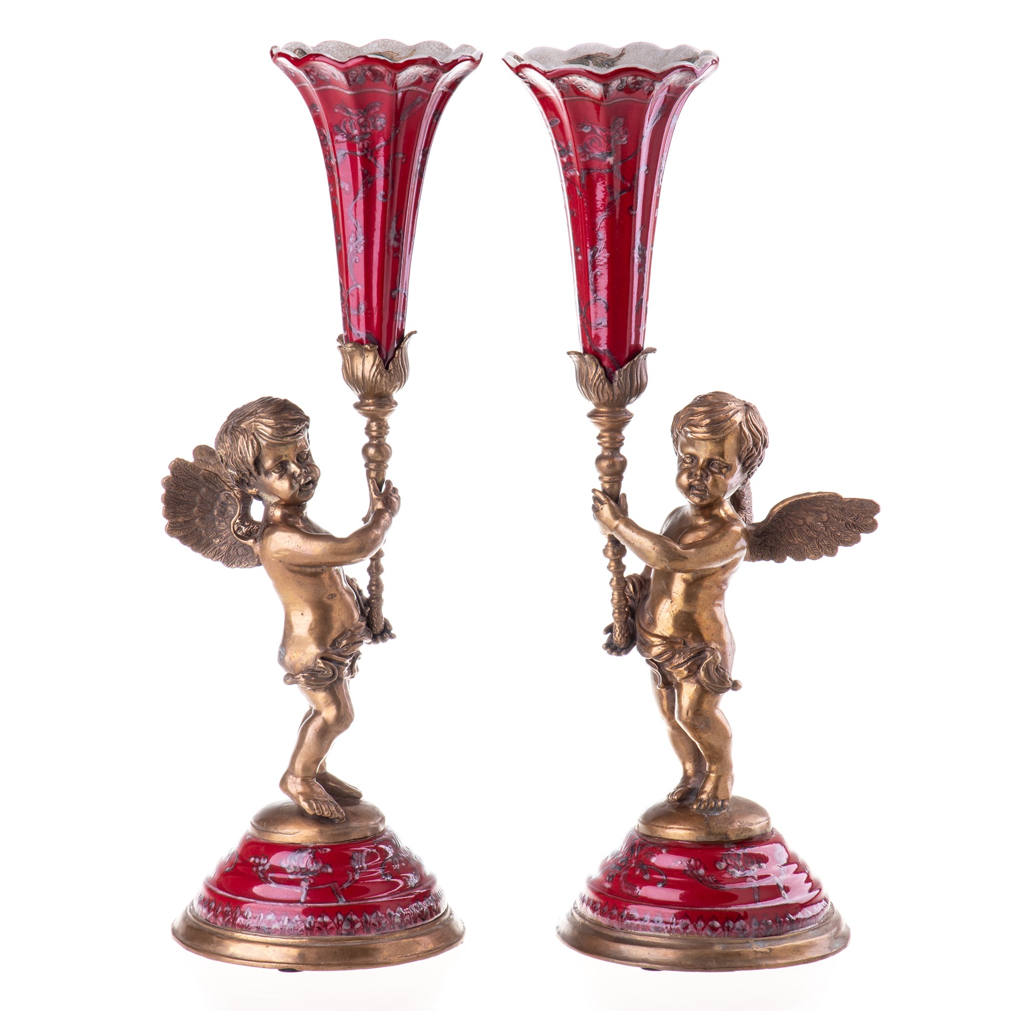 Kép a Porcelán-bronz gyertyatartó szett angyalokkal