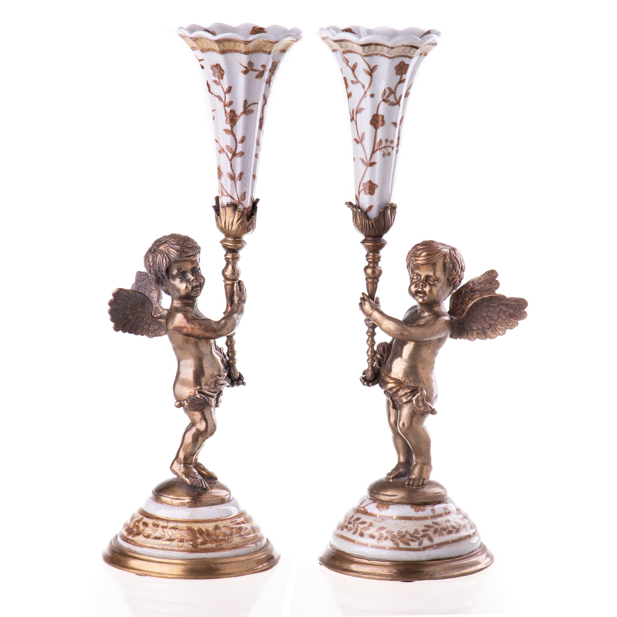 Kép a Porcelán-bronz gyertyatartó szett angyalokkal