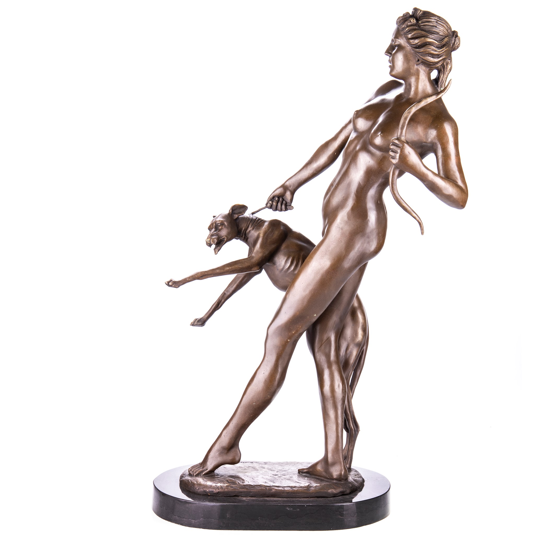 Kép a Diana agárral, mitológiai bronz szobor 