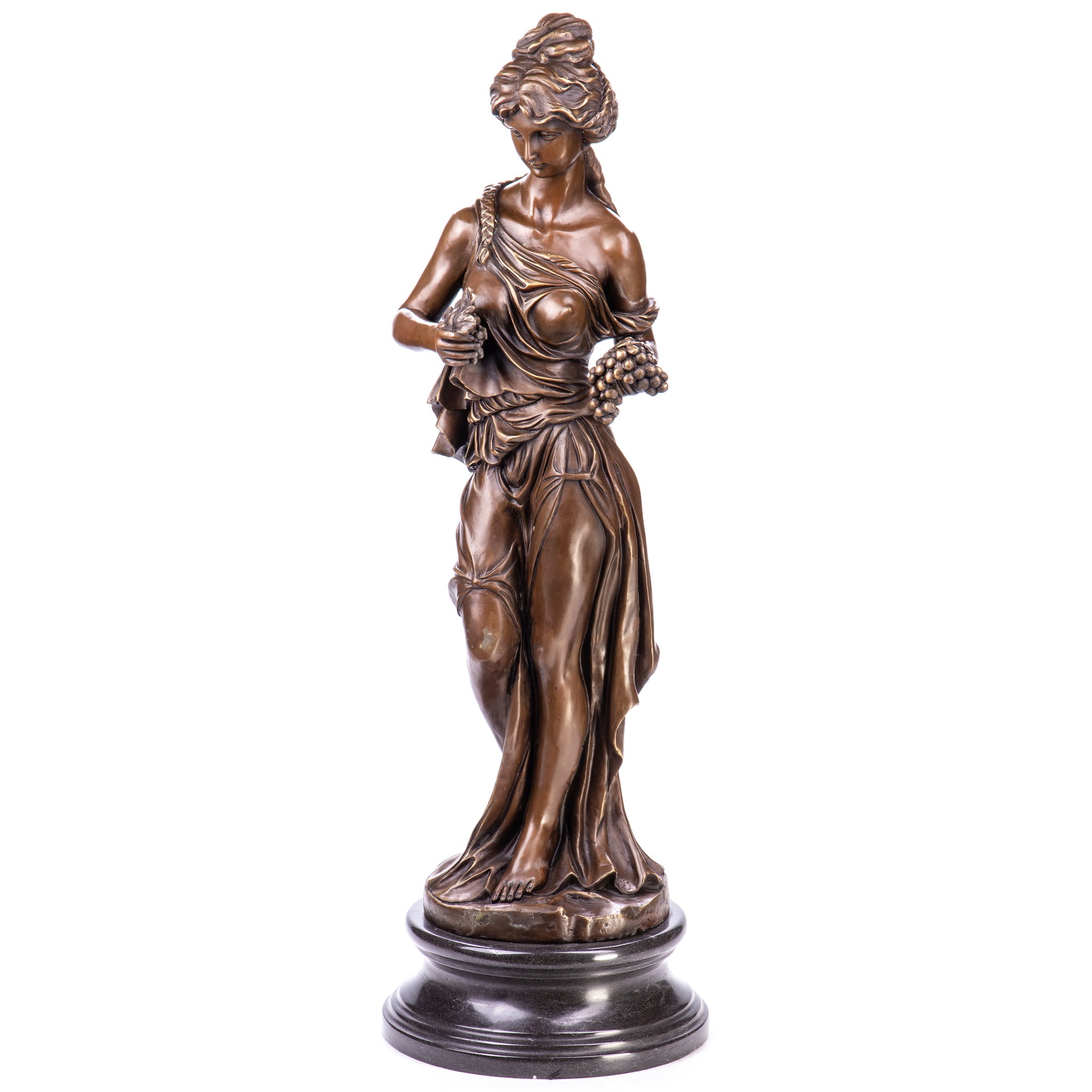 Kép a Nő szőlőfürtökkel - bronz szobor
