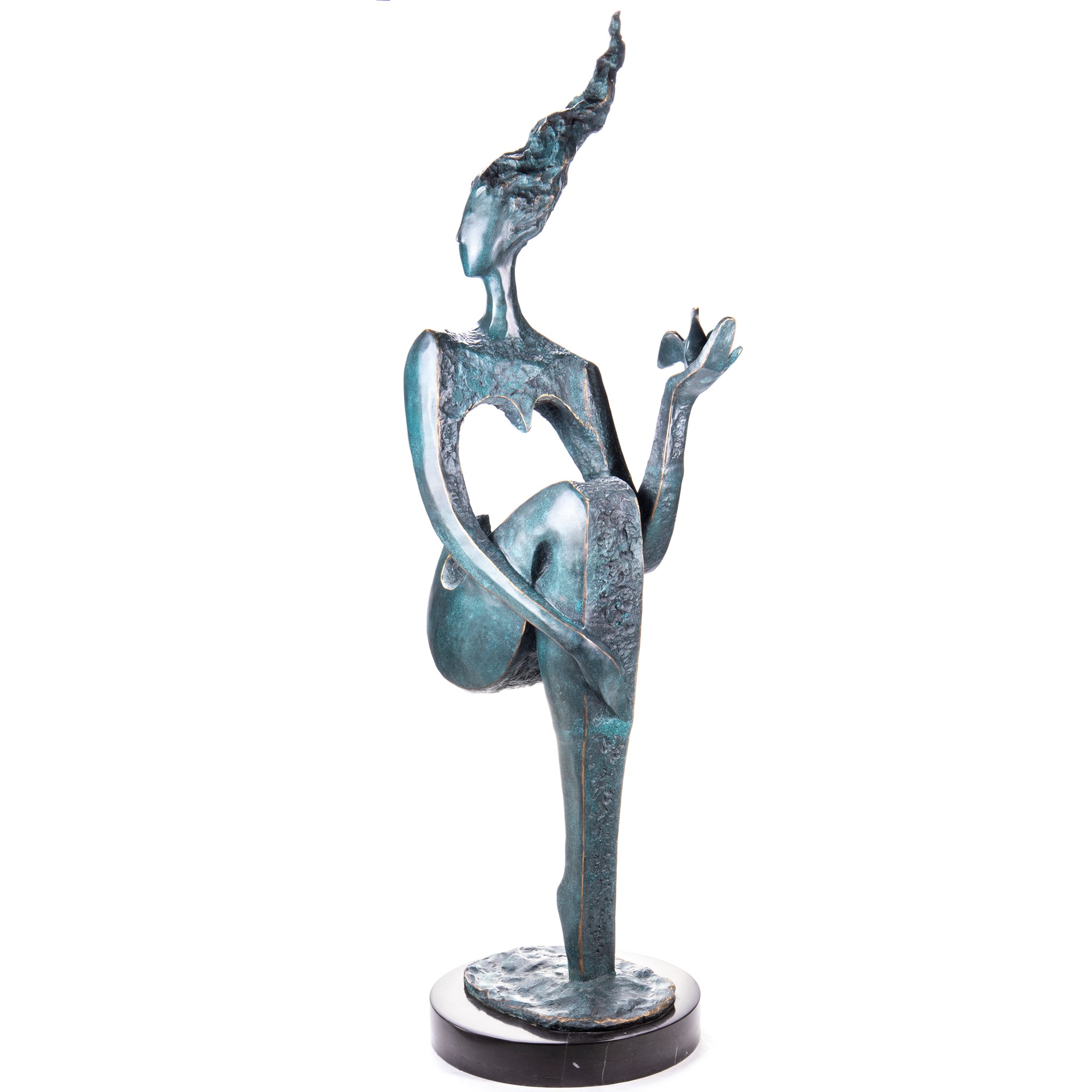 Kép a Nő madárral - modern bronz szobor