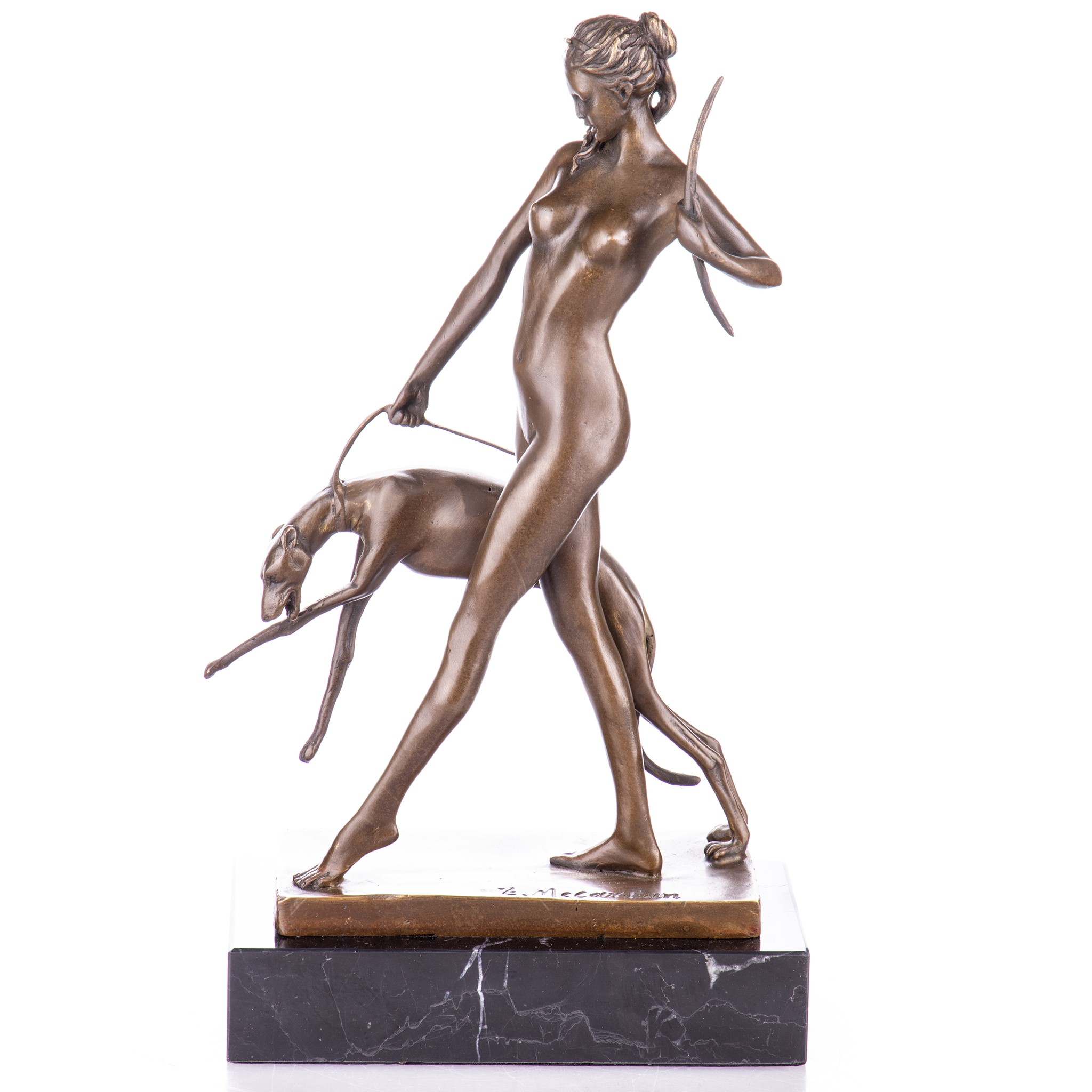 Kép a Diana agárral, mitológiai bronz szobor