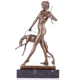 Diana agárral, mitológiai bronz szobor képe