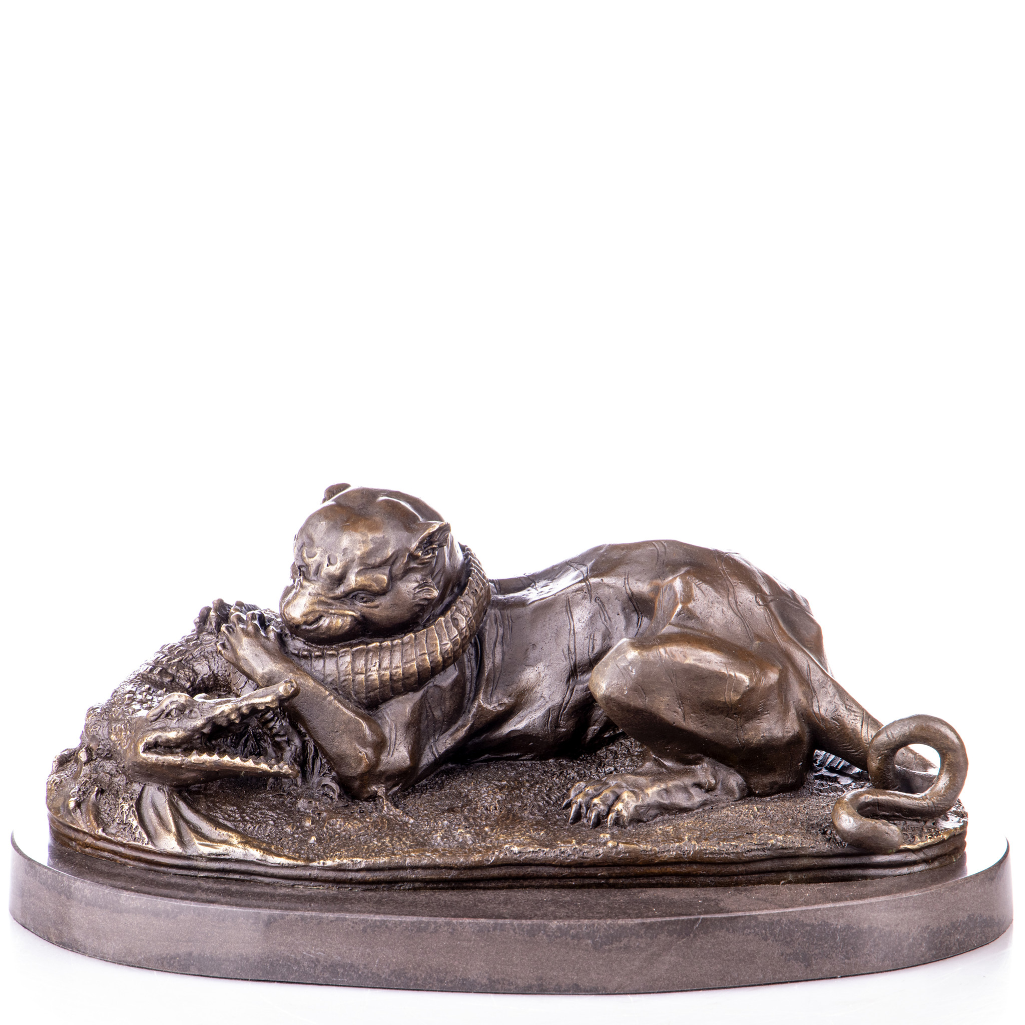 Kép a Tigris krokodillal küzd - bronz szobor