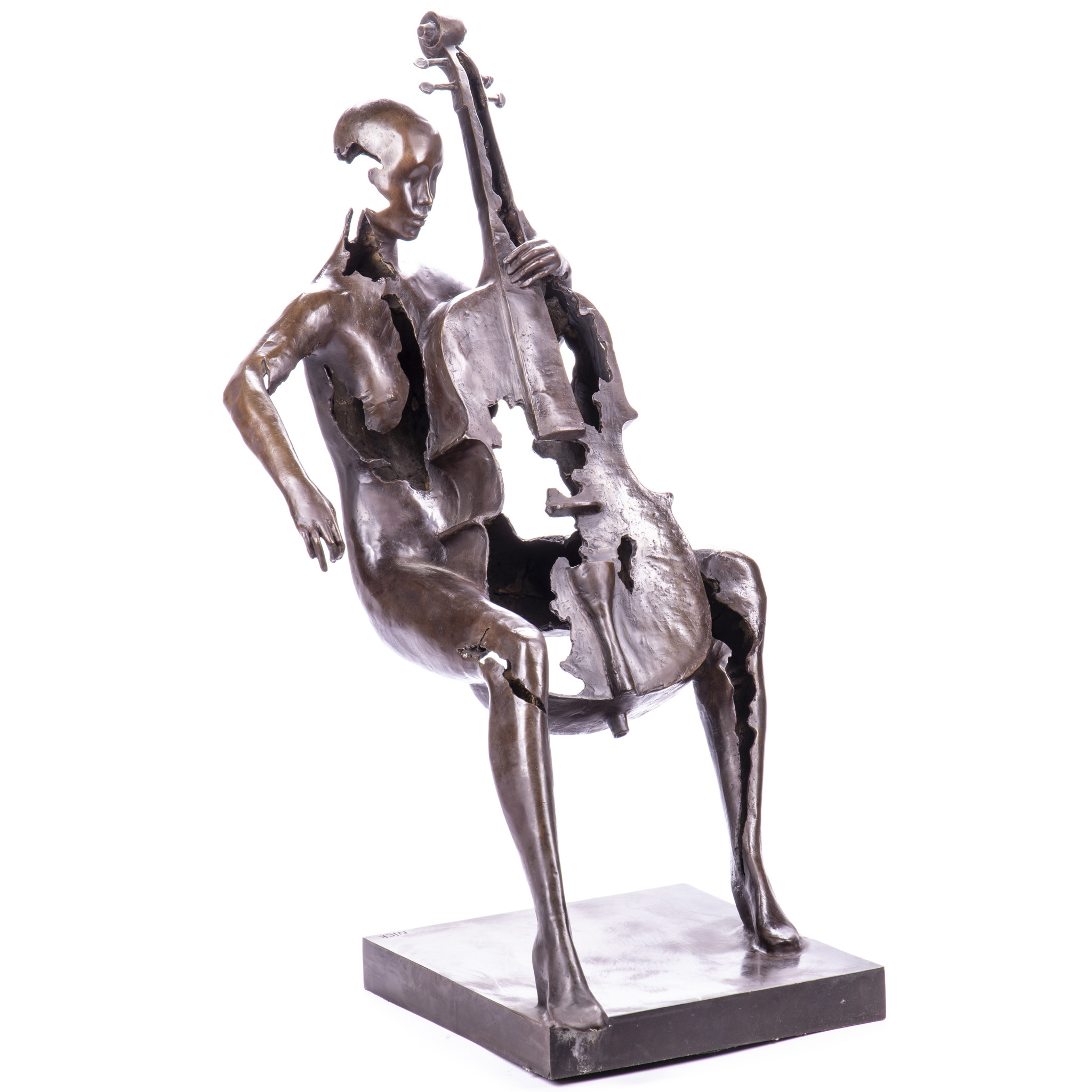 Kép a Nő csellóval - modern bronz szobor