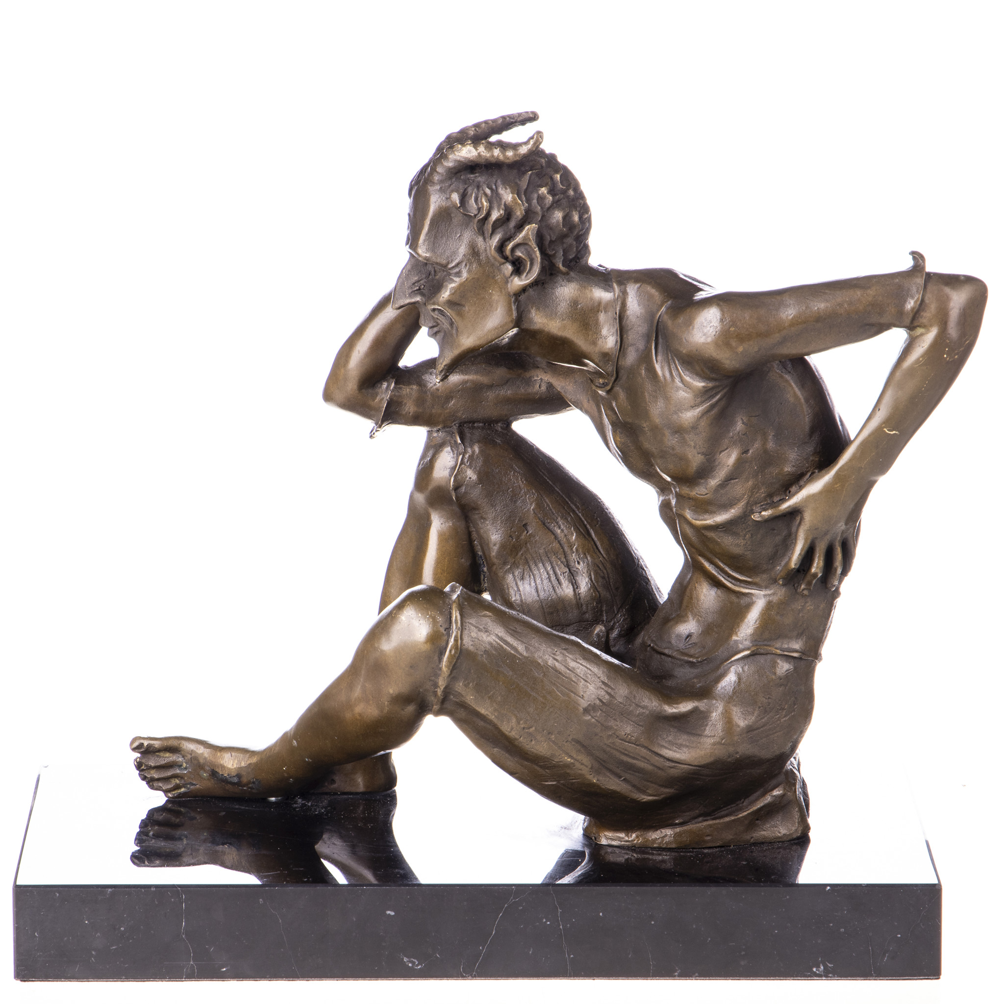 Kép a Faun, erotikus bronz szobor márványtalpon