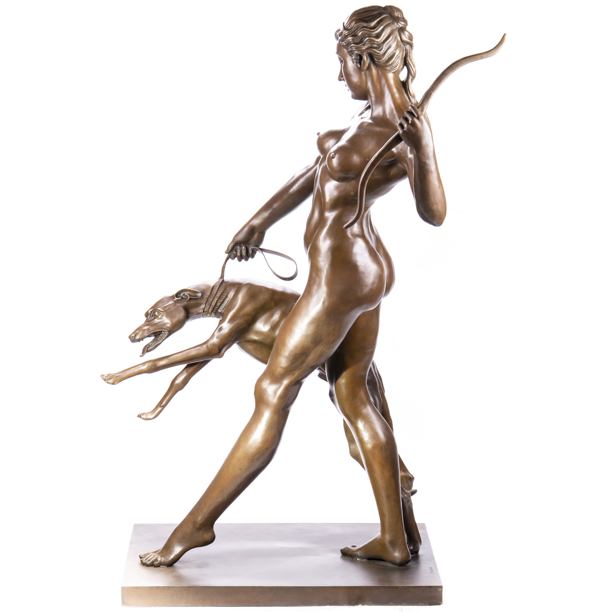 Kép a Diana agárral, mitológiai bronz szobor