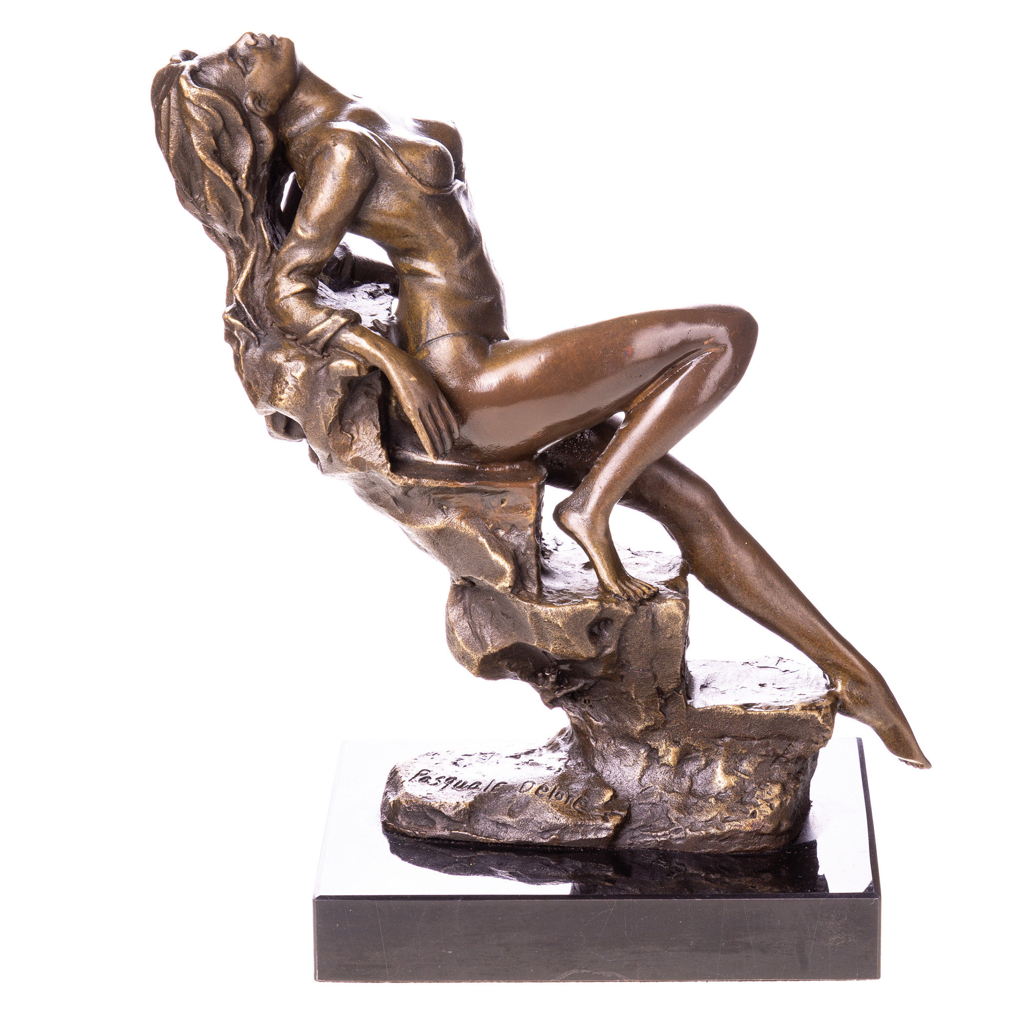 Kép a Női akt lépcsőn - modern bronz szobor