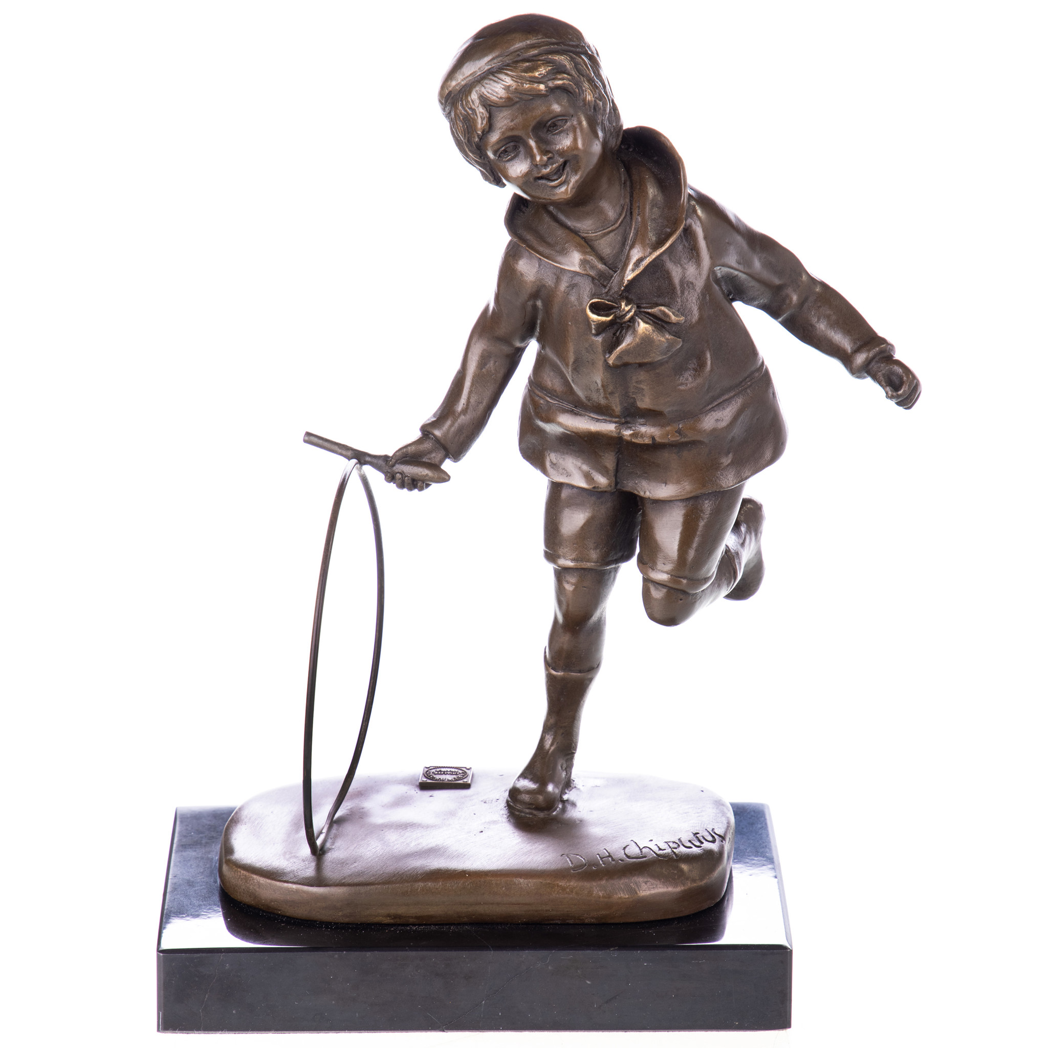 Kép a Boy with Hoop - bronz szobor