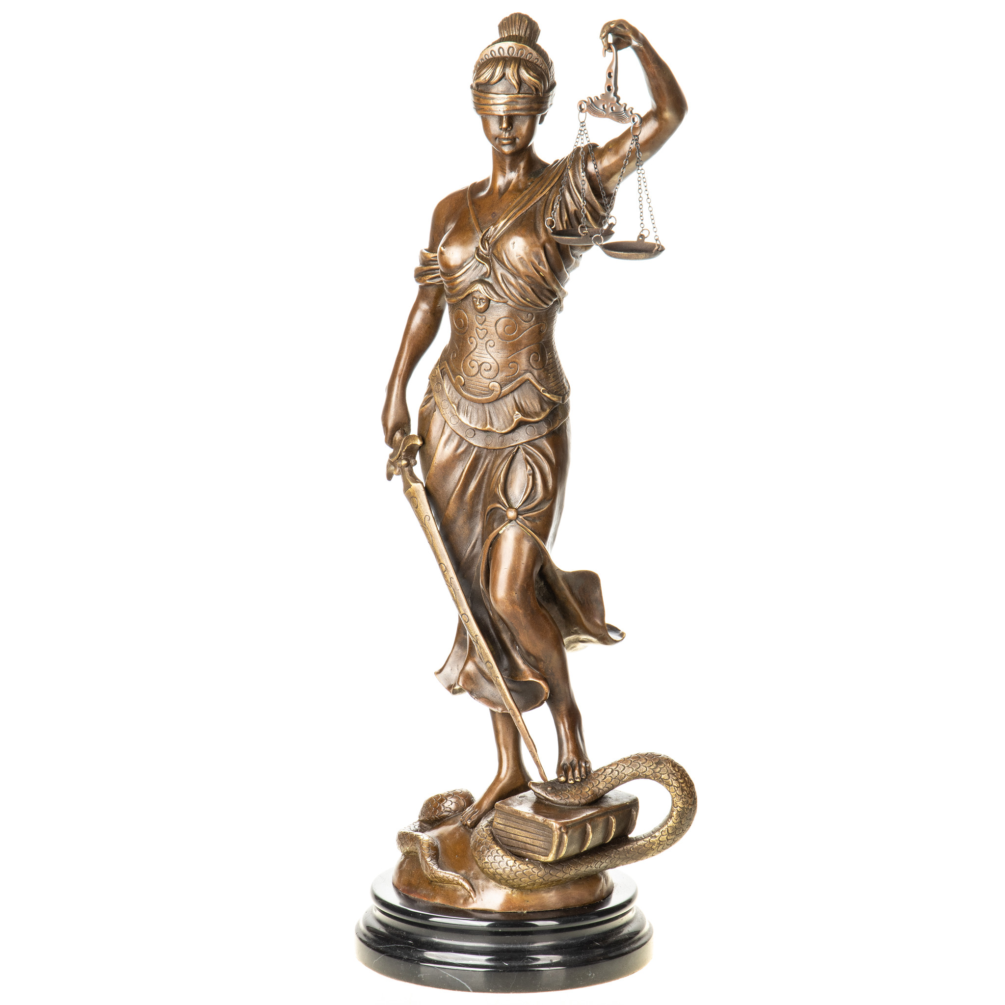 Justitia - bronz szobor márványtalpon