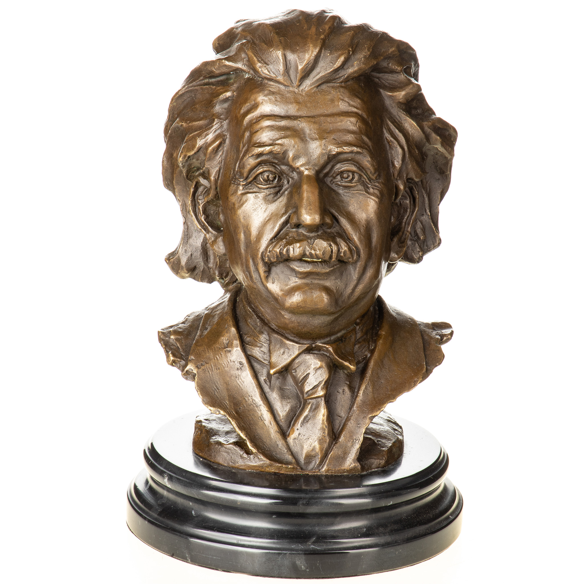 Albert Einstein mellszobor - bronz szobor márványtalpon