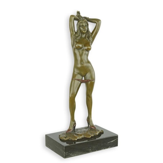 Erotikus női akt -  bronz szobor márványtalpon